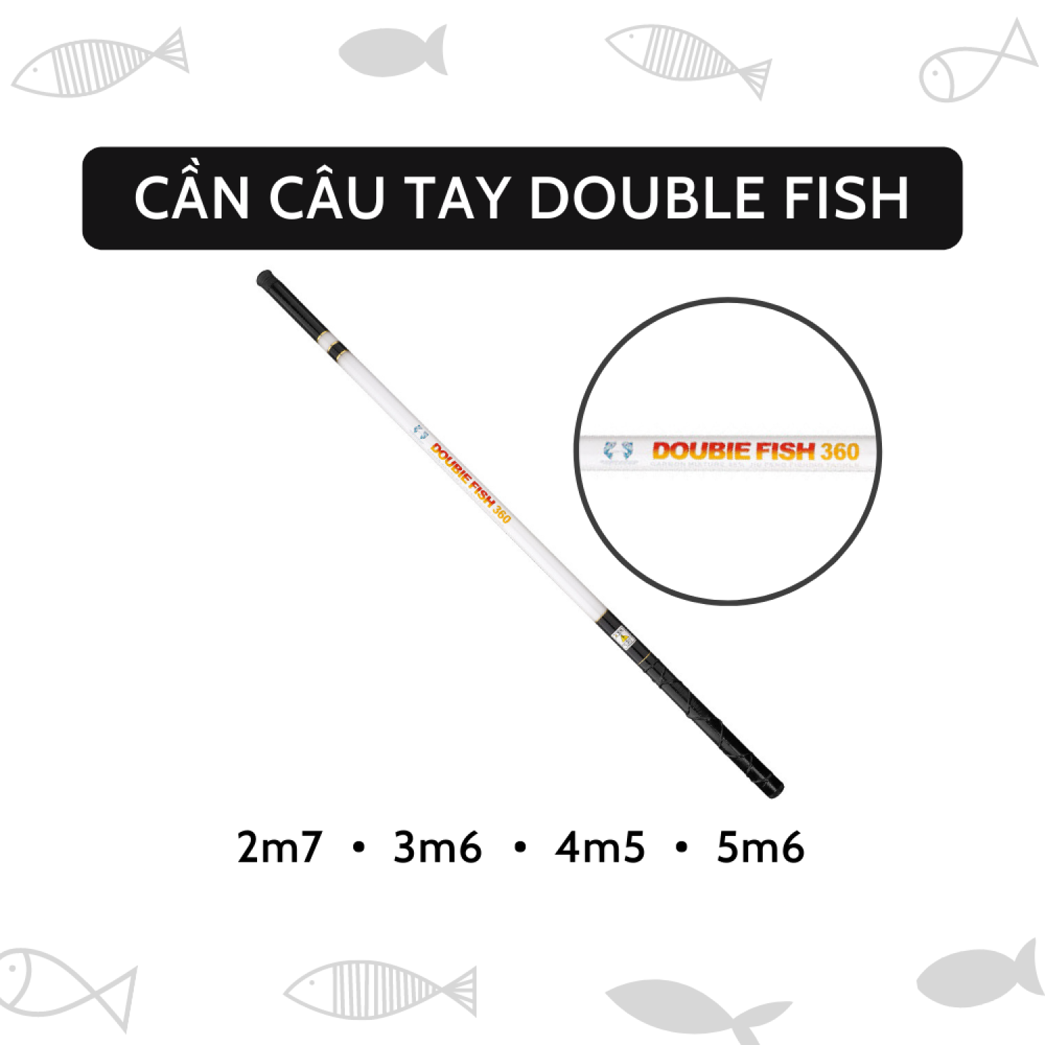 Cần câu tay double fish, cần câu cá trắng 2m7 3m6 4m5