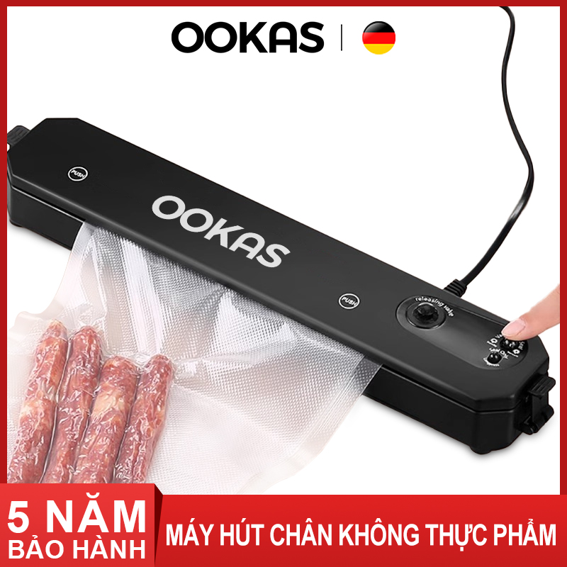 OOKAS Máy Hút Chân Không Thực Phẩm Kèm Hàn Miệng Túi, Tặng Kèm 10 Túi Hút,Dụng Cụ Nhà Bếp,Vacuum Sealer