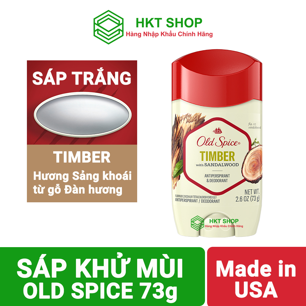 [HCM][HKT Shop_Hàng nhập khẩu] Sáp khử mùi Old Spice Timber 73g (Sáp trắng - Khử mùi và ngăn tiết mồ hôi) - Nhập khẩu từ Mỹ