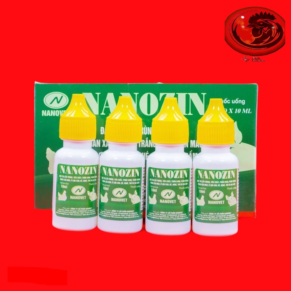 Combo 4 lọ nanozin cầu trùng phân máu, phân sáp cho gà đá