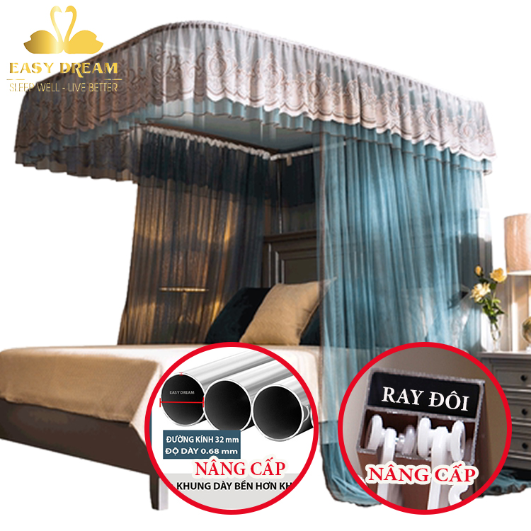 Màn khung không khoan tường -Mùng ngủ cao cấp EASY DREAM -mẫu mới đẹp kiểu dáng công chúa hiện đại nhất hiện nay vải tuyn cao cấp Bản nâng cấp mới nhất 2023