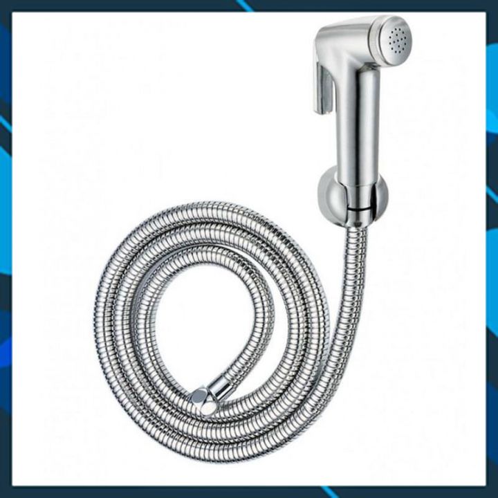 Bộ vòi xịt vệ sinh (mạ màu bạc kim loại), đầu ren tiêu chuẩn quốc tế phù hợp với mọi loại dây sen trên thị trường