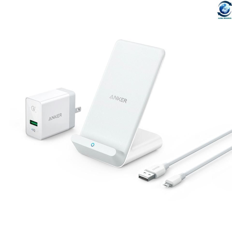 Sạc không dây đứng tiện lợi anker 7.5w sạc nhanh có bao gồm cóc sạc qc 3.0 và cáp micro usb dành cho iphone xs iphone xr....
