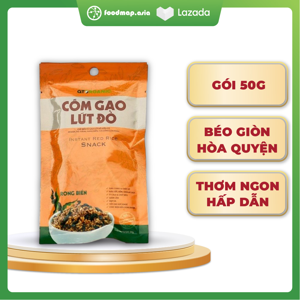 Cốm gạo lứt đỏ trộn rong biển ăn liền - gói 50g