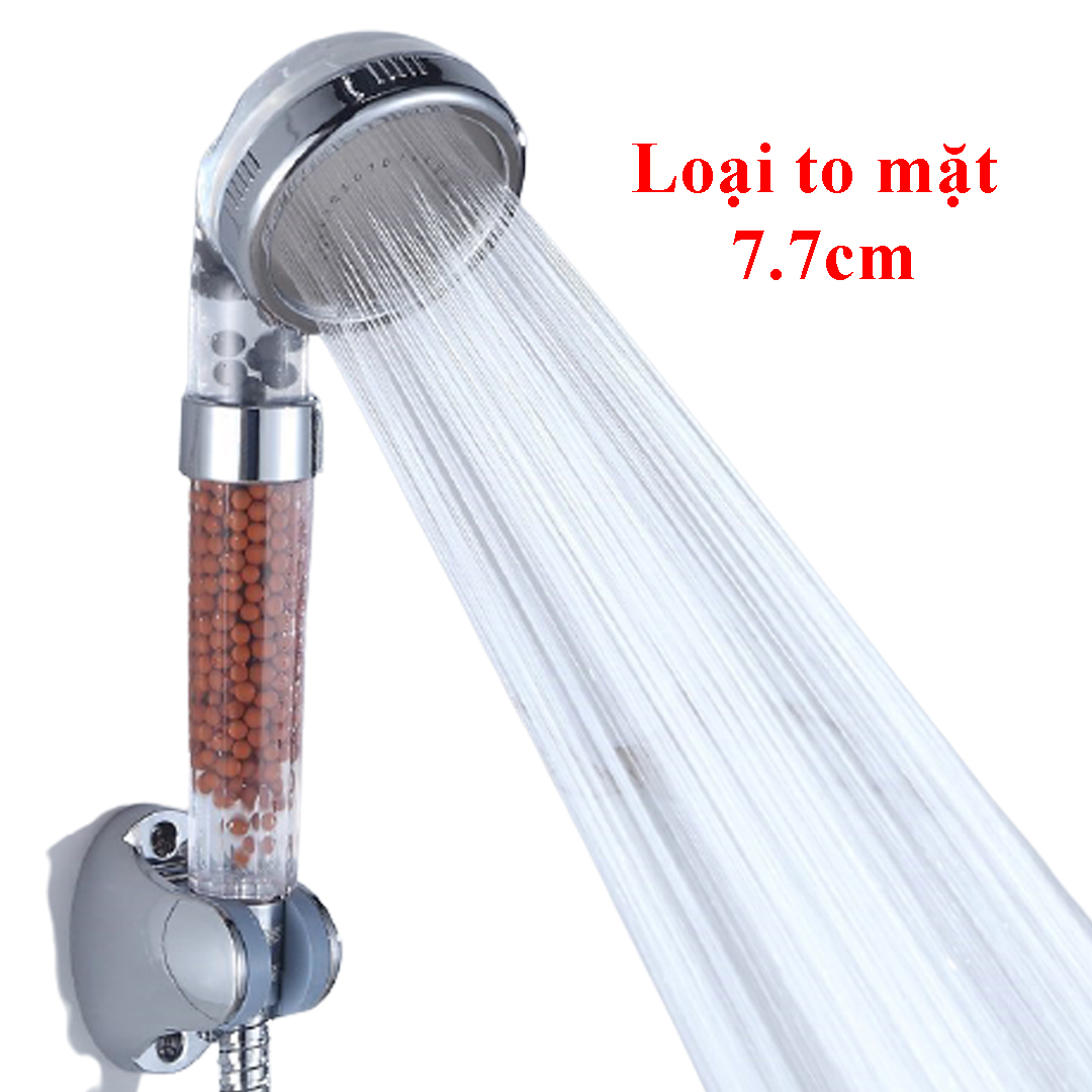 Vòi sen tăng áp lọc khuẩn to 7.7cm, tay sen tăng áp có hạt nano lọc khuẩn siêu bền
