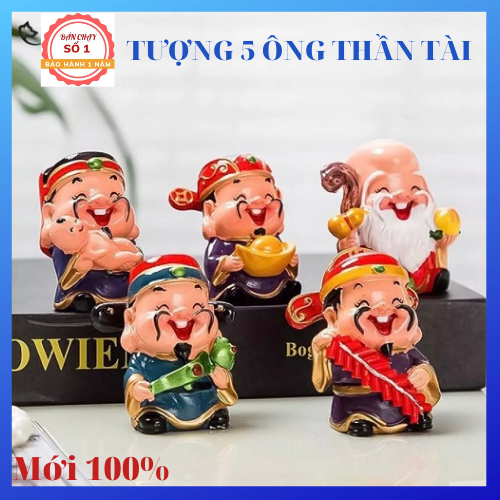 [HÀNG ĐẸP] Bộ tượng 5 Ông Thần Tài Phúc Lộc Thọ May Mắn Ngộ Ngĩnh Trang Trí Bàn Làm Việc Taplo Trên Xe Hơi, Trên Bàn Lễ Tân - Chất Men Tốt.