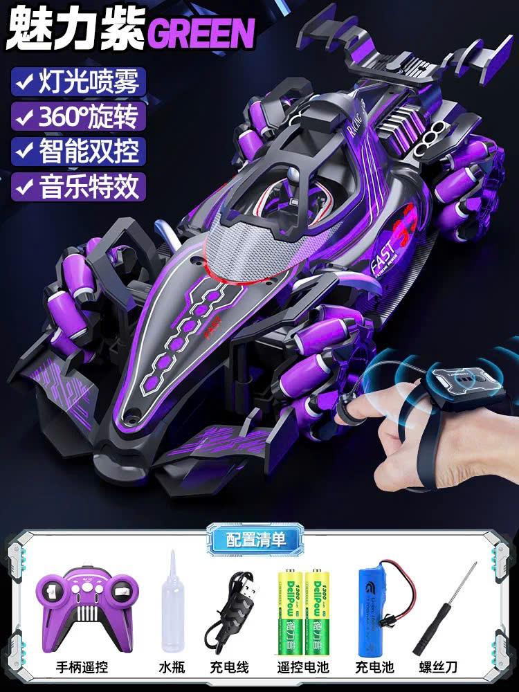 F1 Remote Control Car with Led Lights & Mist Spray, High Speed, Music - Racing Car Model Toy for Children 3 Years Old and up - 3