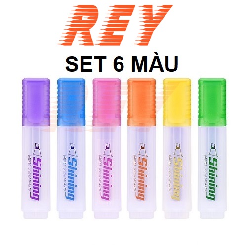 Set dạ quang 6 màu vỏ nhám trong suốt Shining Baoke MP4910-6 hàng chính hãng
