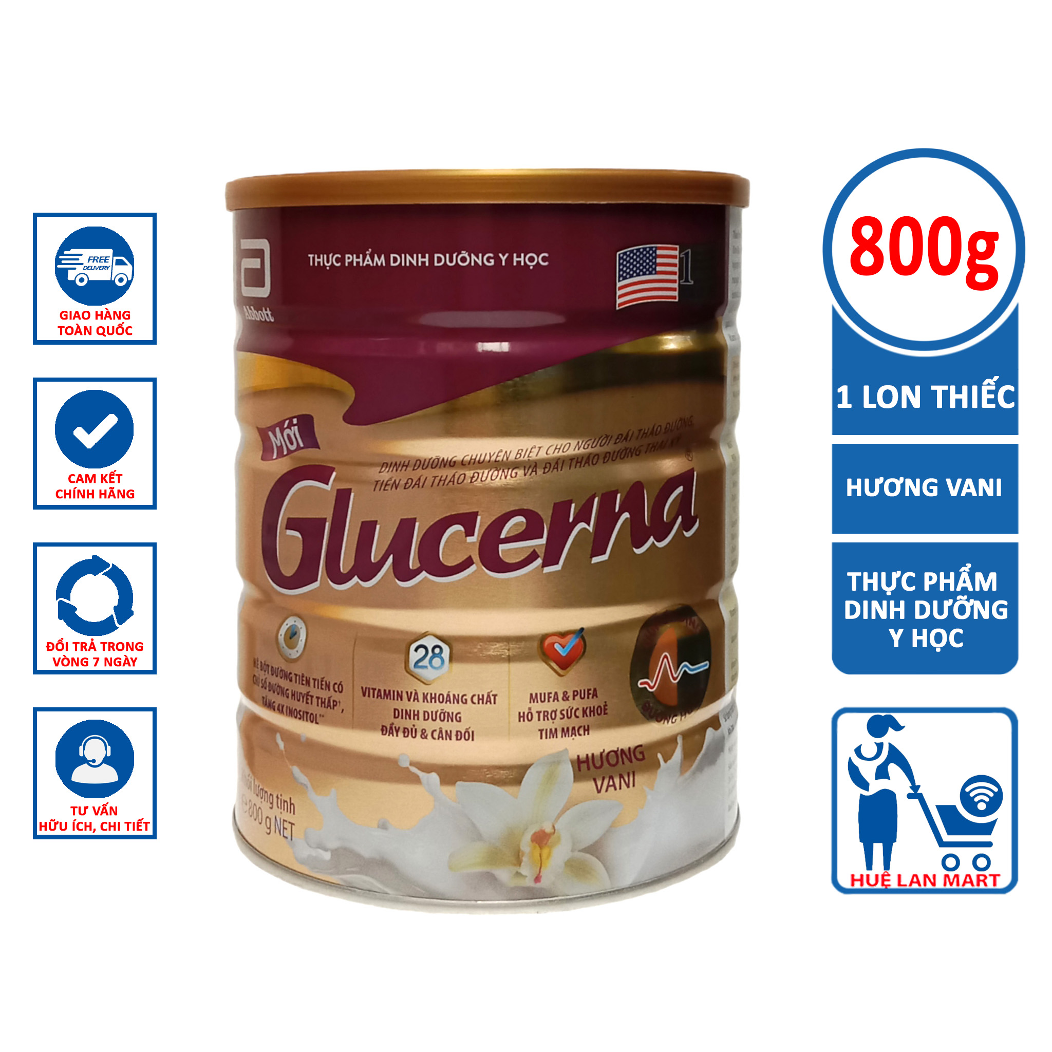 Sữa bột abbott glucerna hương vani hộp 800g