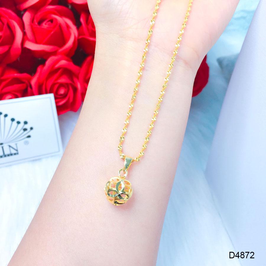 Dây chuyền nữ, dây chuyền dạng xoắn mặt trái cầu kim tiền bền màu cao cấp Orin D4872 - Long Tien