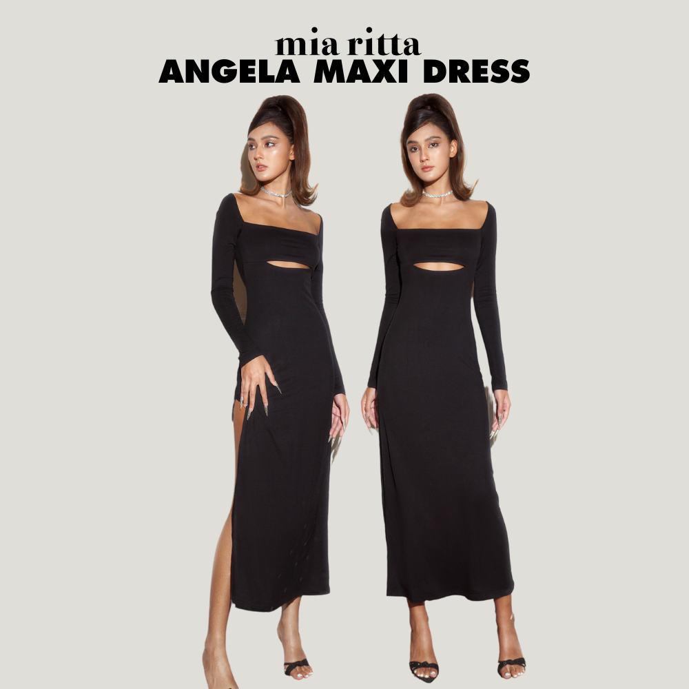 Váy thun Angela Maxi Dress Mia Ritta V1053 - váy maxi cutout xẻ tà dáng dài gắn tag phía sau