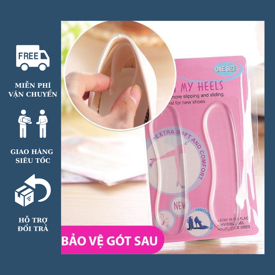 Miếng lót gót giày chống rộng và đau gót chân silicon,nhựa dẻo trong suốt bám chắc êm chân HỔ STORE79