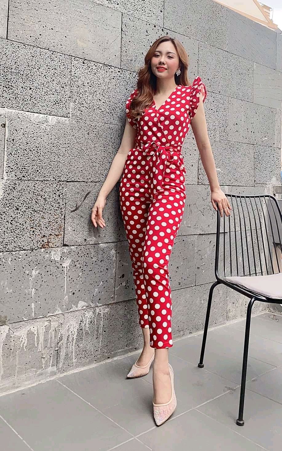 Jum chấm bi tay cánh tiên cột eo xinh xắn