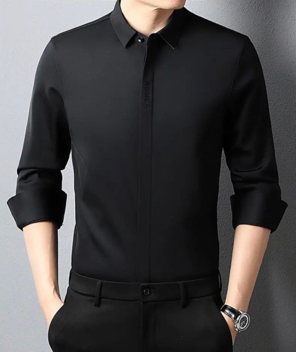 Áo sơ mi, áo sơ mi romon, chất vải thun cotton co giãn 4 chiều, vải dầy mịn, form chuẩn đẹp