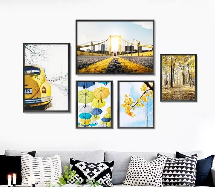 Bộ 5 Khung Tranh Treo Tường Nghệ Thuật In Canvas - Cảnh Bắc Âu - Kèm khung