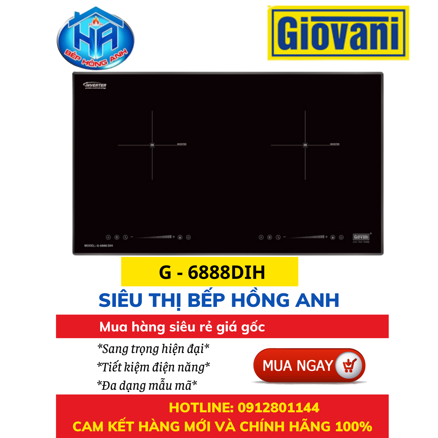 Bếp Từ Giovani G -6888 DIH - An Toàn, Nhiều Tính Năng - Hàng Chính Hãng