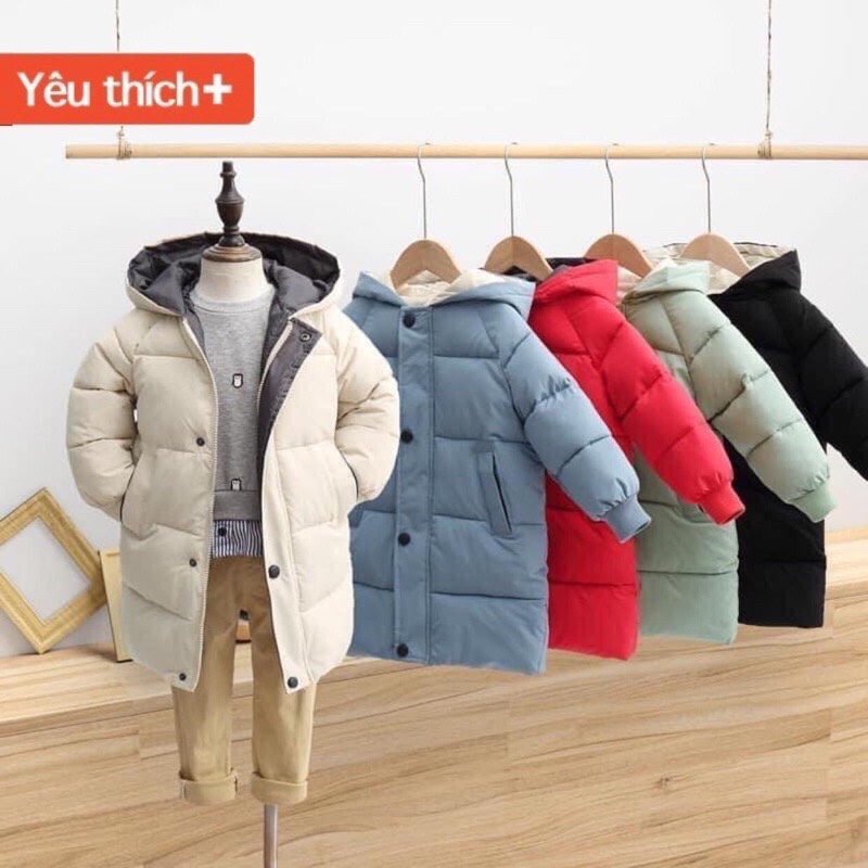 -áo phao hàn quốc dáng dài trẻ em- áo khoác phao dáng dài cho bé trai và bé gái -áo ấm mùa đông