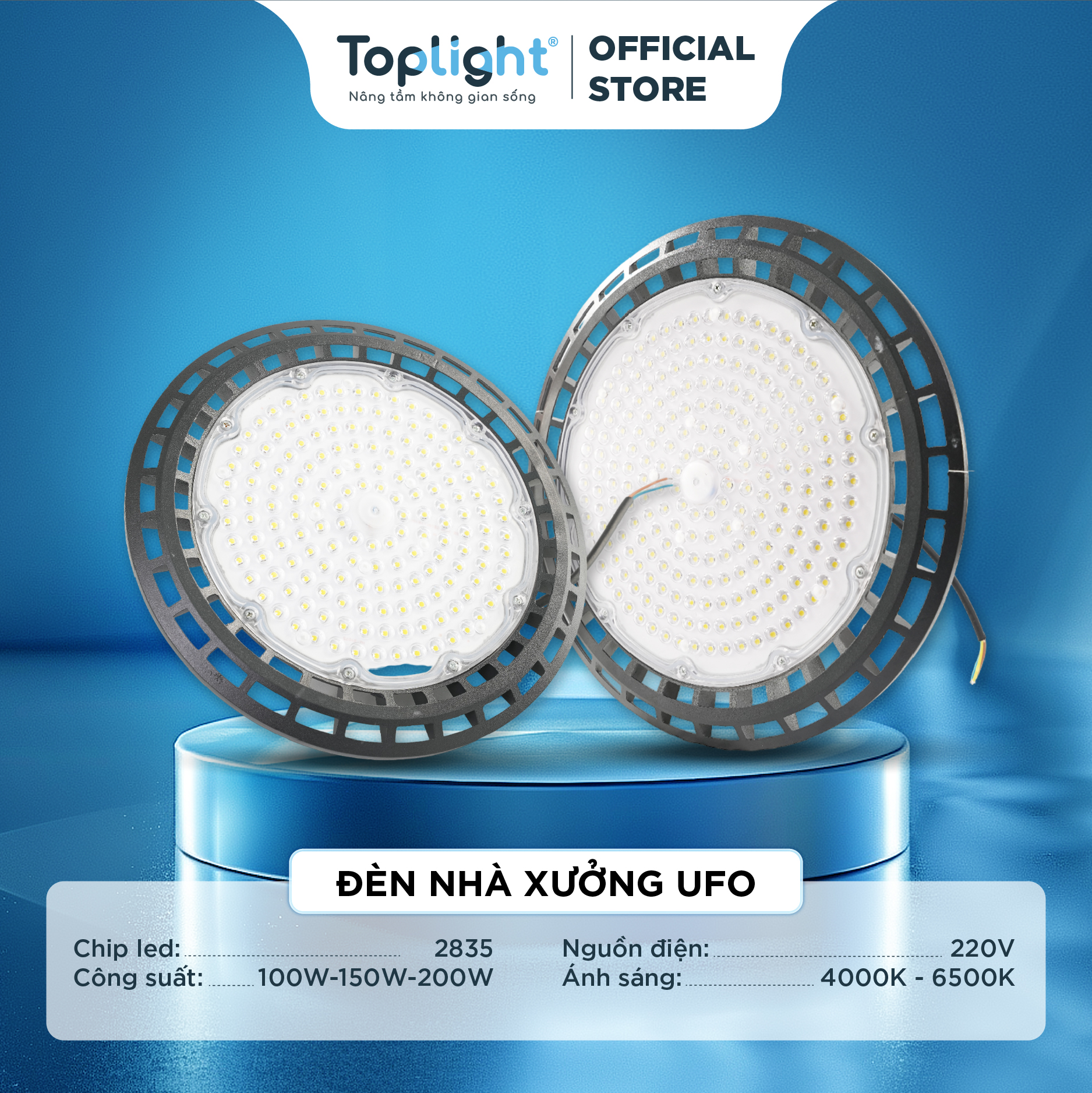 ĐÈN LED NHÀ XƯỞNG UFO TOPLIGHT CAO CẤP 100W-150W-200W