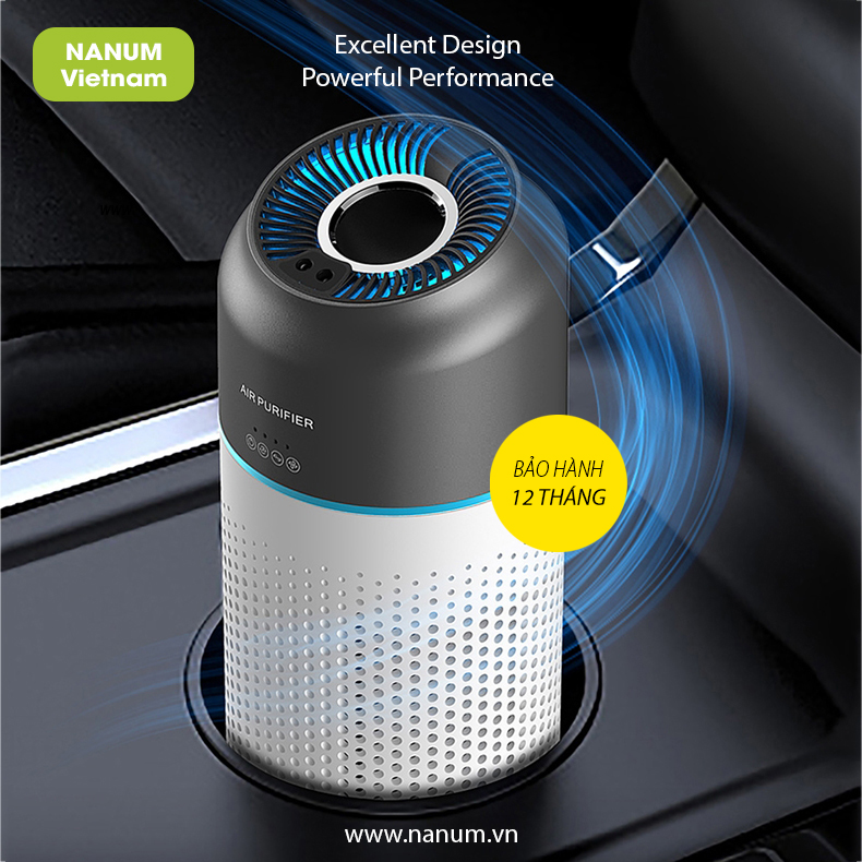 Máy lọc không khí Nanum trên xe hơi, lọc khói thuốc, bụi mịn PM2.5, khử mùi hôi ô tô, xe hơi, không khí ô nhiễm - AF02