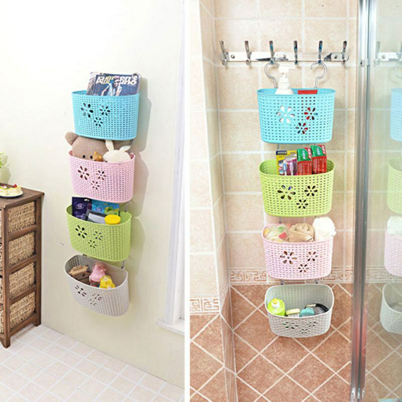 Giỏ nhựa móc, rổ nhựa, móc treo tường đa năng