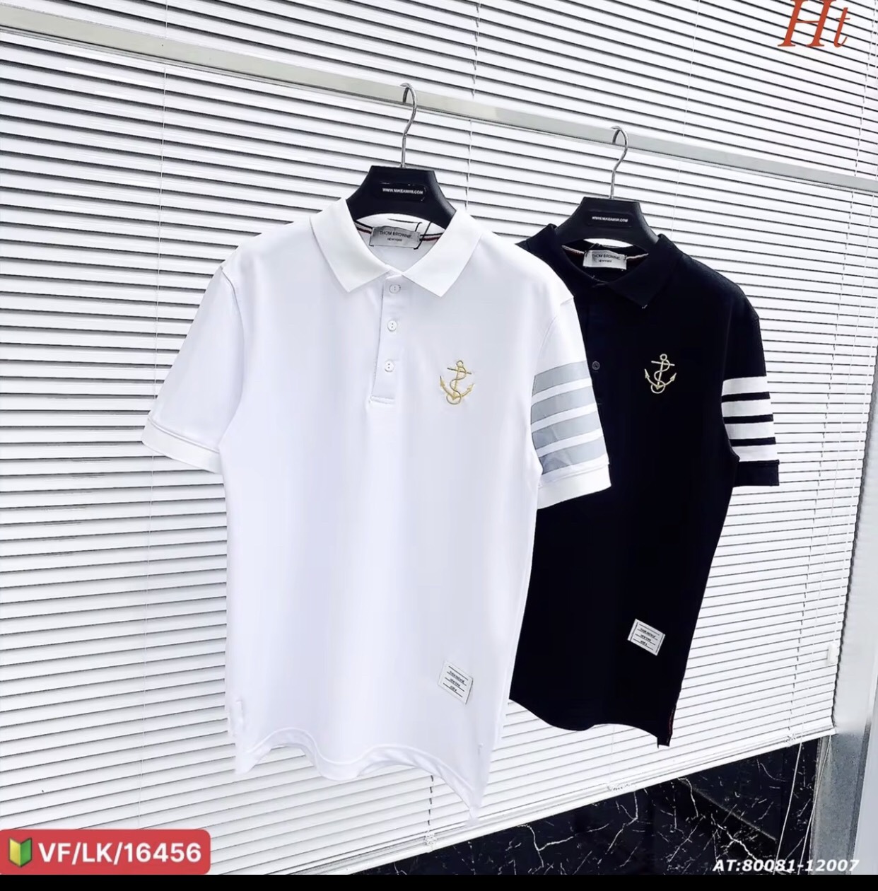 Áo phông nam nữ , Áo Polo Mỏ neo sọc tay 2 màu đen, trắng💎 chất cottong su mềm mịn , Áo phông cotton cực chất hót hót hóttren