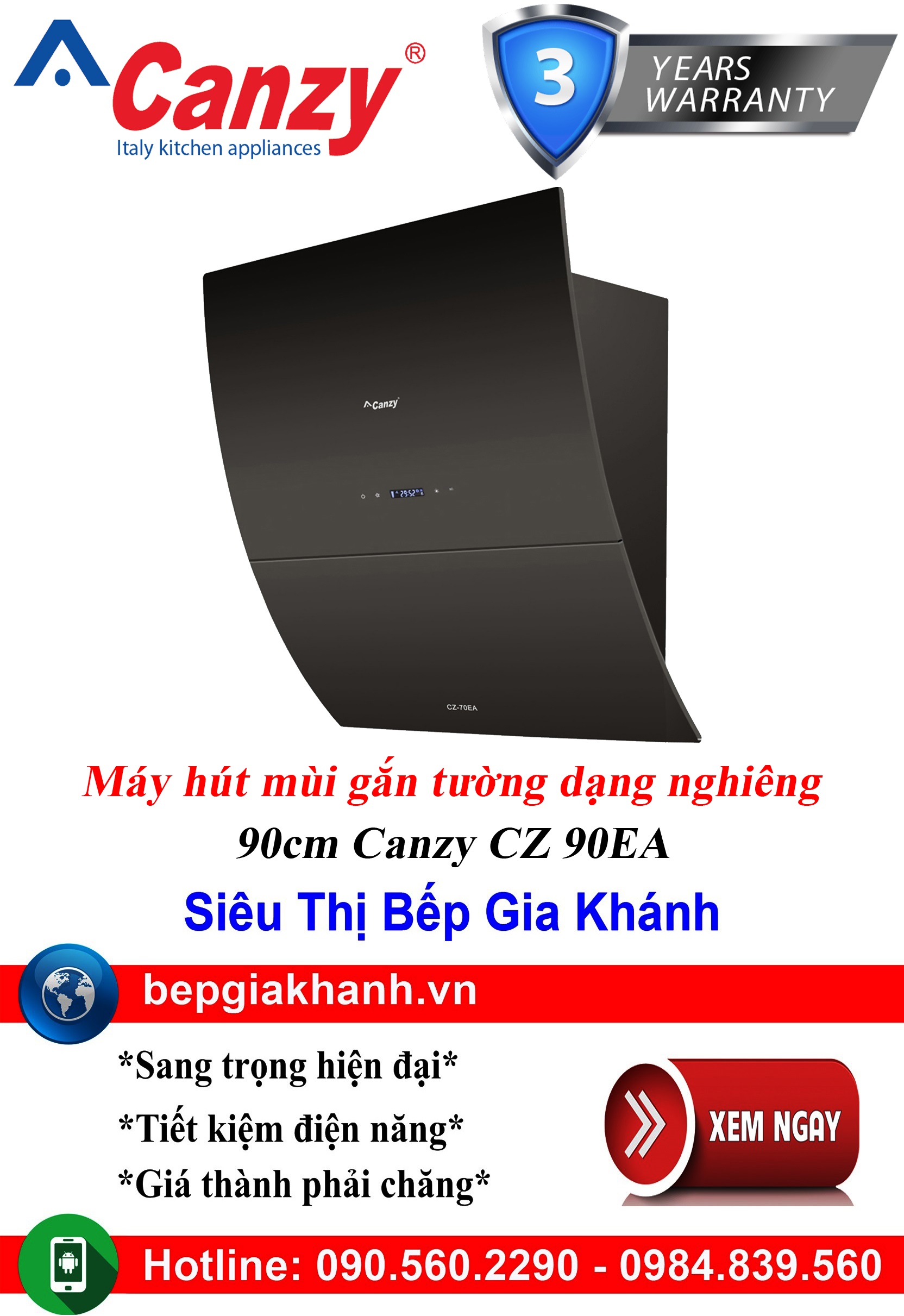 [HCM]Máy hút mùi dạng nghiêng 90cm Canzy CZ 90EA, máy hút mùi nhà bếp, máy hút mùi bếp, máy hút mùi kính cong, máy hút mùi canzy, máy hút mùi mini, máy hút mùi âm trần, máy hút mùi electrolux, may hut mui