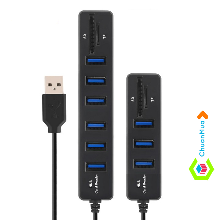 Bộ chia 3 cổng usb và đọc thẻ nhớ - 3-port usb hub and memory card reader | pka189