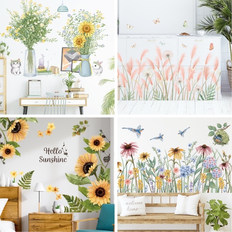 Decal dán tường tranh dán tường hình bông hoa trang trí nhà cửa