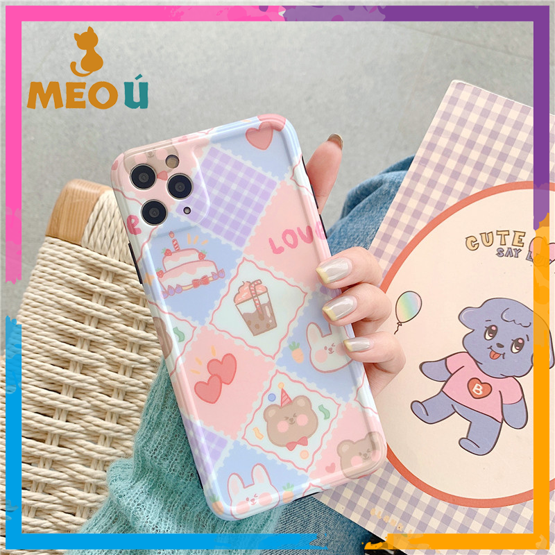 Ốp iphone gấu & thỏ xanh iphone 7plus/8plus/x/xs max/11/11 pro max - ốp iphone
