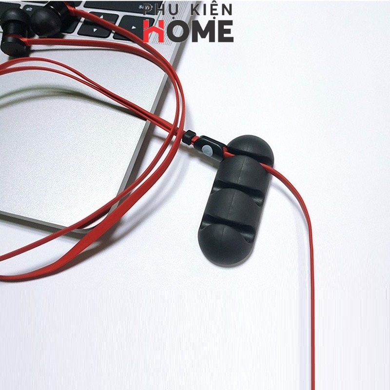 Thanh silicon 5 lỗ kẹp dán cố định dây cáp sạc, dây điện, tai nghe, nẹp dây điện dán tường, sắp xếp gọn gàng cho bàn làm việc - phụ kiện home 5679