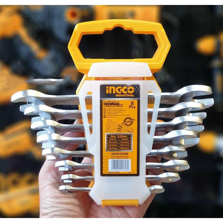 6-22mm bộ cờ lê 2 đầu miệng 8 chi tiết ingco hkspa2088