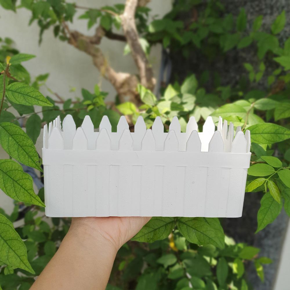 [HCM]Bộ 8 chậu hàng rào trắng trồng hoa 20x11x9cm