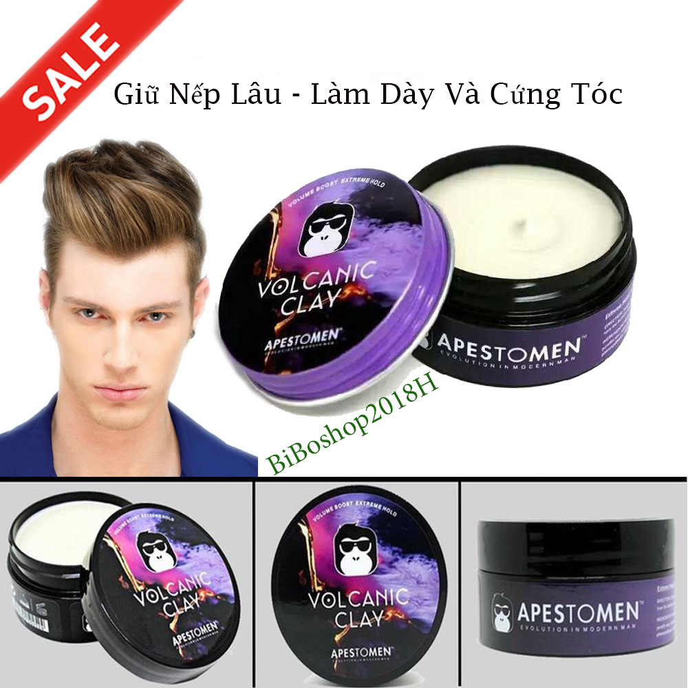 Sáp Vuốt Tóc Nam Volcanic Clay Apestomen – Tặng Bột Tẩy Trắng Răng Teeth Whitening - Giữ Nếp Vượt Trội, Hương Thơm Dịu Nhẹ - Sự Lựa Chọn Hoàn Hảo Cho Mọi Loại Tóc