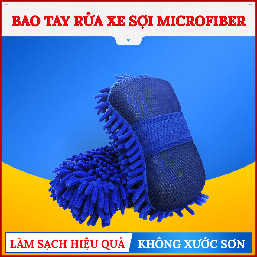 Bao tay rửa xe, găng tay rửa xe sợi microfiber version 3 carzone
