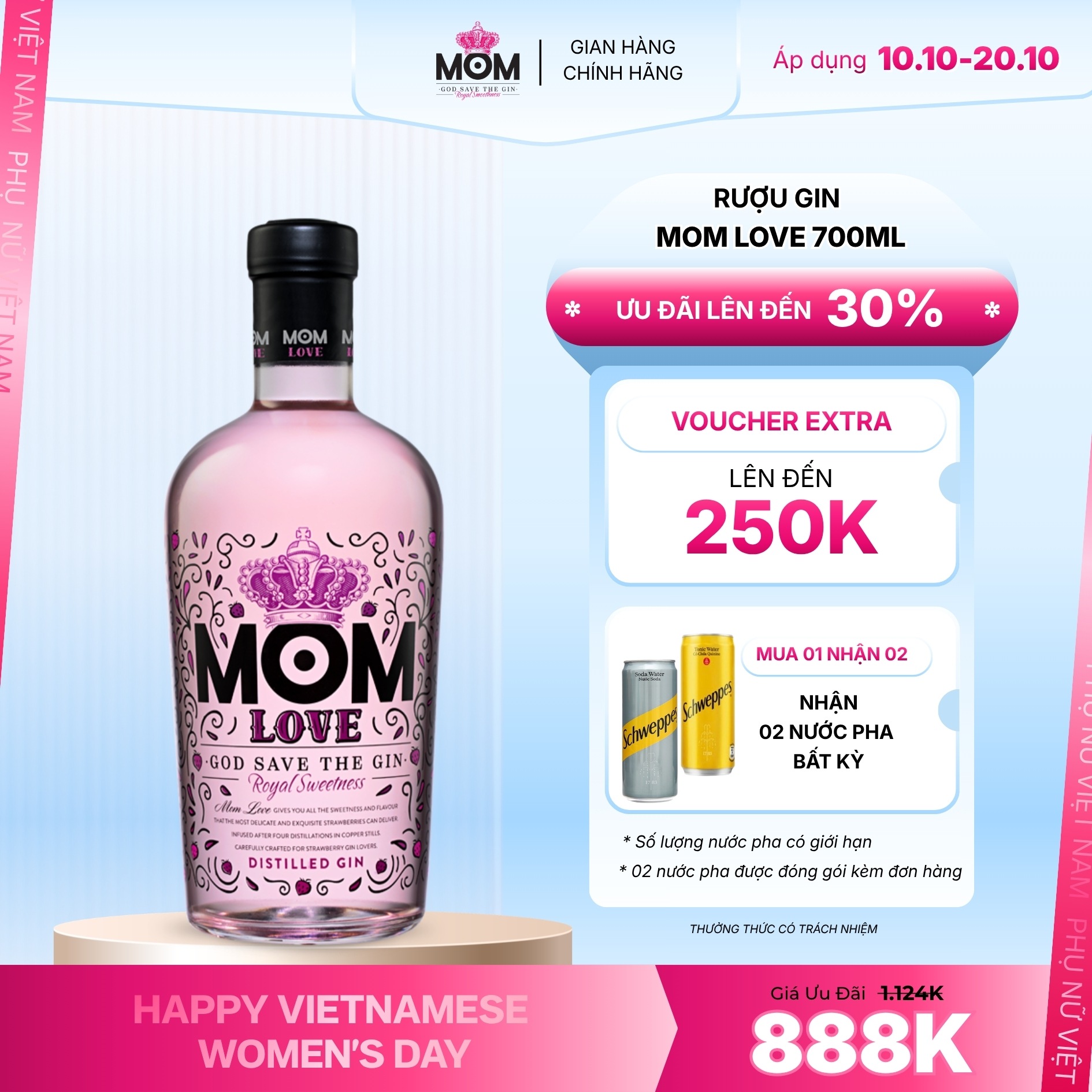 Rượu gin MOM Love Royal Sweetness Nồng Độ Alc 37.5% 700ml