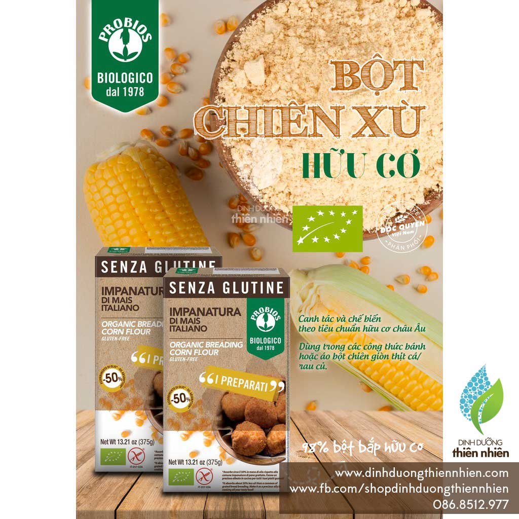 Bột chiên xù hữu cơ probios, 375g