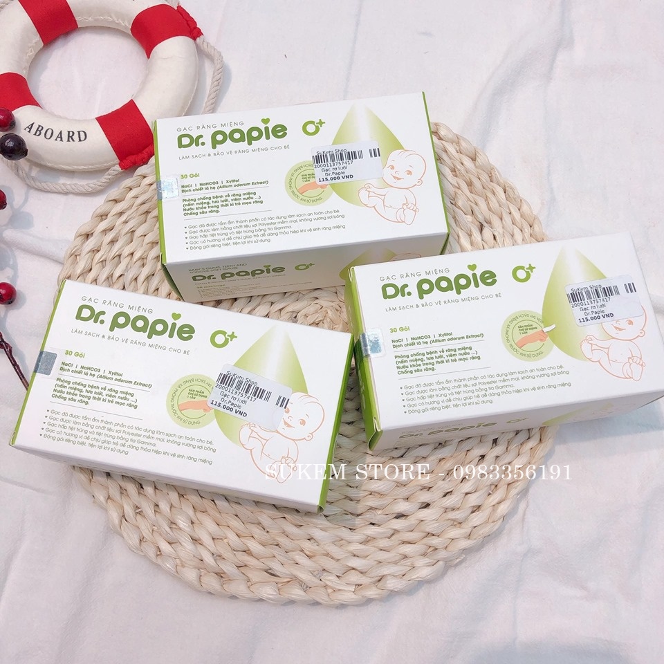 Gạc rơ lưỡi Dr.Papie (1 hộp 30 gói) - Sukem Shop