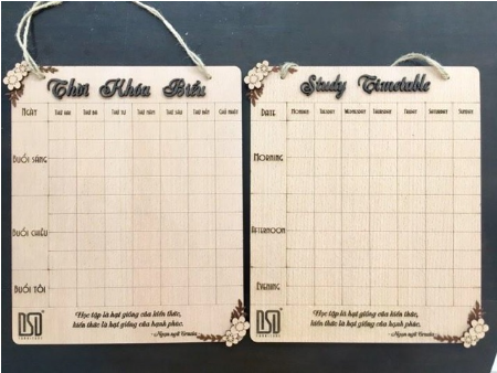 Bảng thời khóa biểu 100% gỗ tự nhiên - công nghệ dầu lau thực vật từ Đức