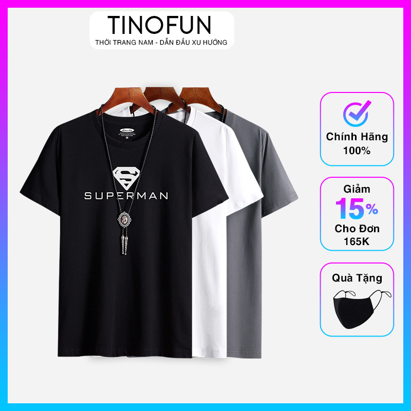 Áo thun nam TINOFUN Áo tay lỡ nam mã TT26 họa tiết Superman ngắn tay thể thao đẹp mùa hè tập gym vải cotton
