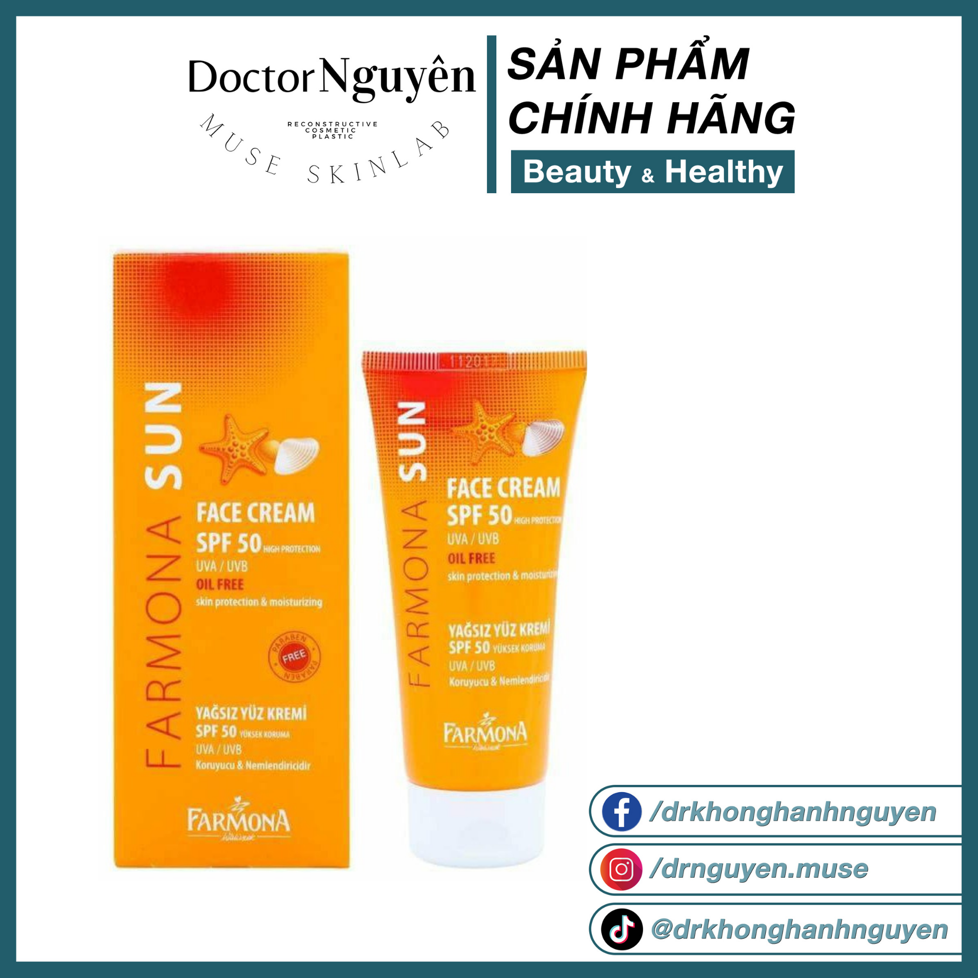 [HÀNG NHẬP KHẨU] Kem Chống Nắng Farmona Sun SPF 50 Oil Free Dành Cho Da Dầu Và Hỗn Hợp