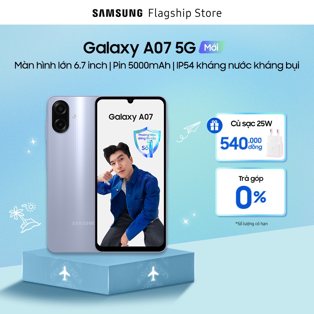 [QUÀ QUẤN KÈM HÀNG] [Củ sạc 25W] Điện thoại Samsung Galaxy A07 5G (4-128GB) - Hàng chính hãng