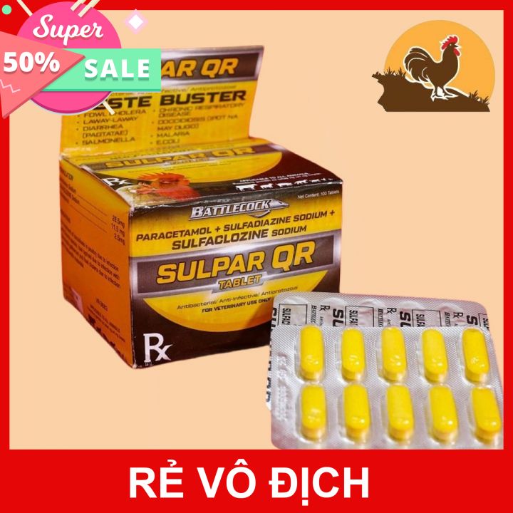 Sulpar qr cầu trùng, phân đỏ, phân sáp dành cho gà đá 10 viên