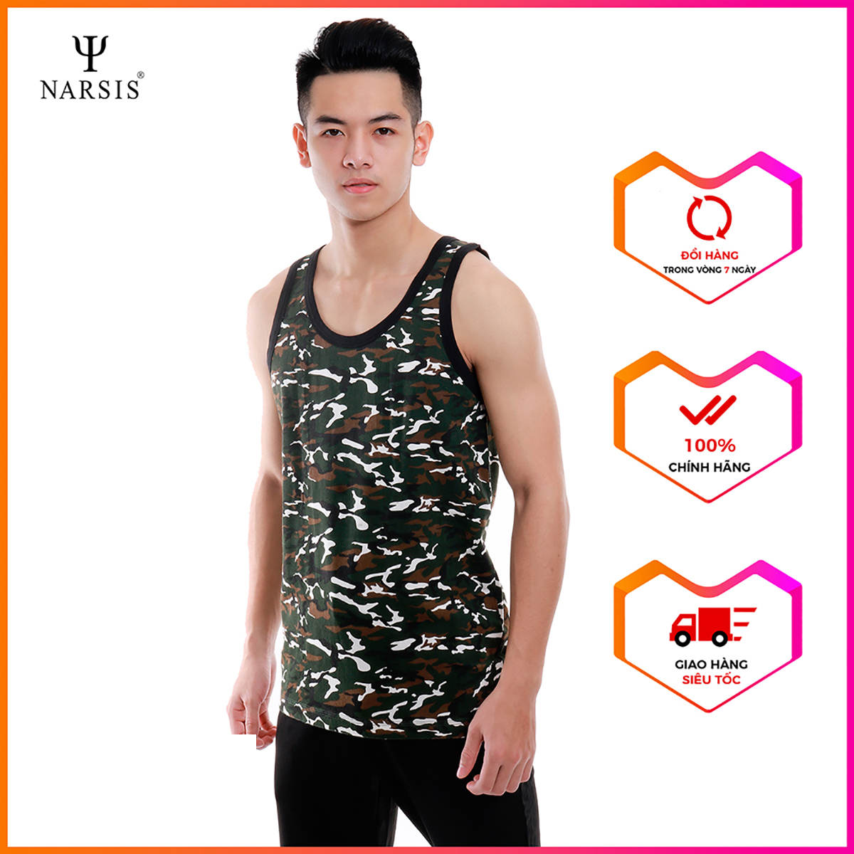 Áo thun nam Narsis D6056 màu xanh bộ đội