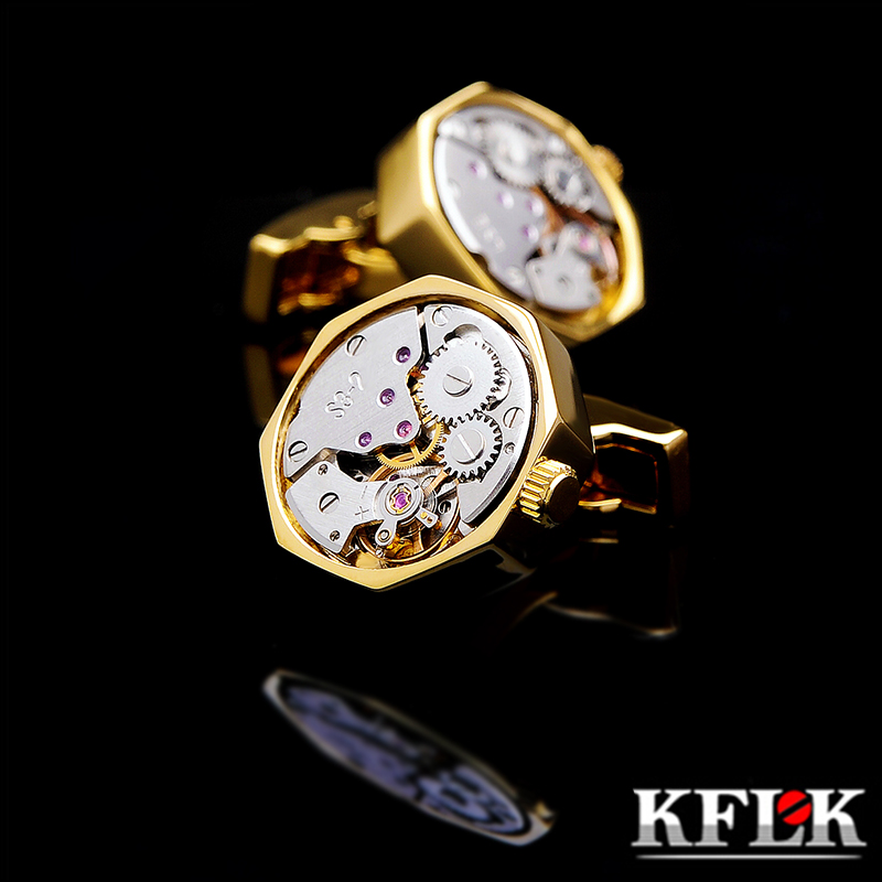 Kflk Đồ Trang Sức Áo Sơ Mi Khuy Măng Sét Cho Mens Thương Hiệu Cuff Nút Vàng Màu Đồng Hồ Phong Trào Cuff Liên Kết Chất Lượng Cao abotoadura Khách