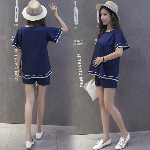 Bộ đồ bầu và sau sinh Bana, set đồ nữ sooc ngắn trẻ trung viền ren BN177