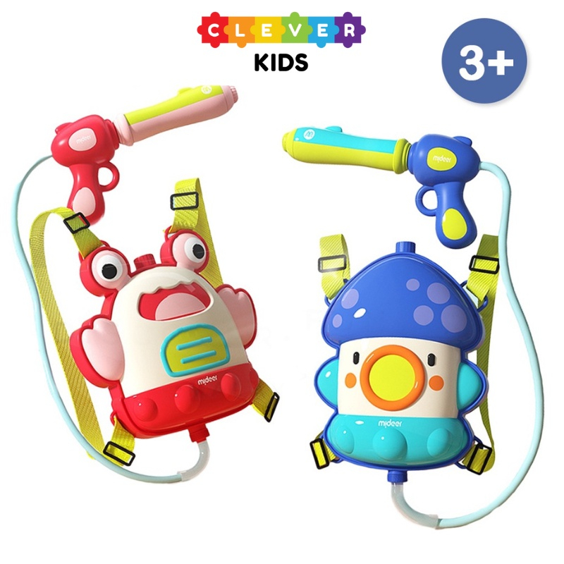 Đồ chơi súng phun bắn nước balo mideer backpack water gun, đồ chơi vận động cho bé từ 3 tuổi - cleverkids