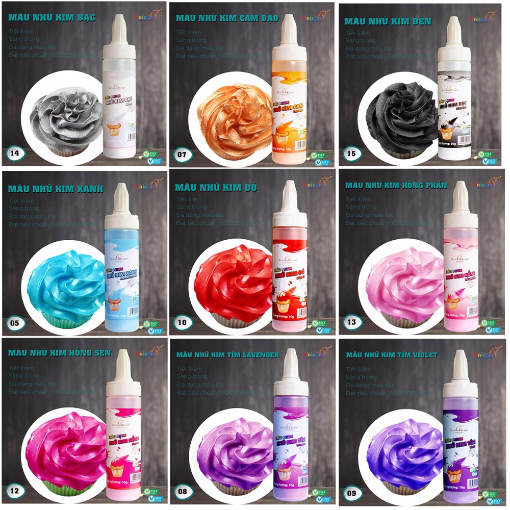 Màu phun nhũ kim thực phẩm Unicorn Color, màu phun nhũ kim Unicorn