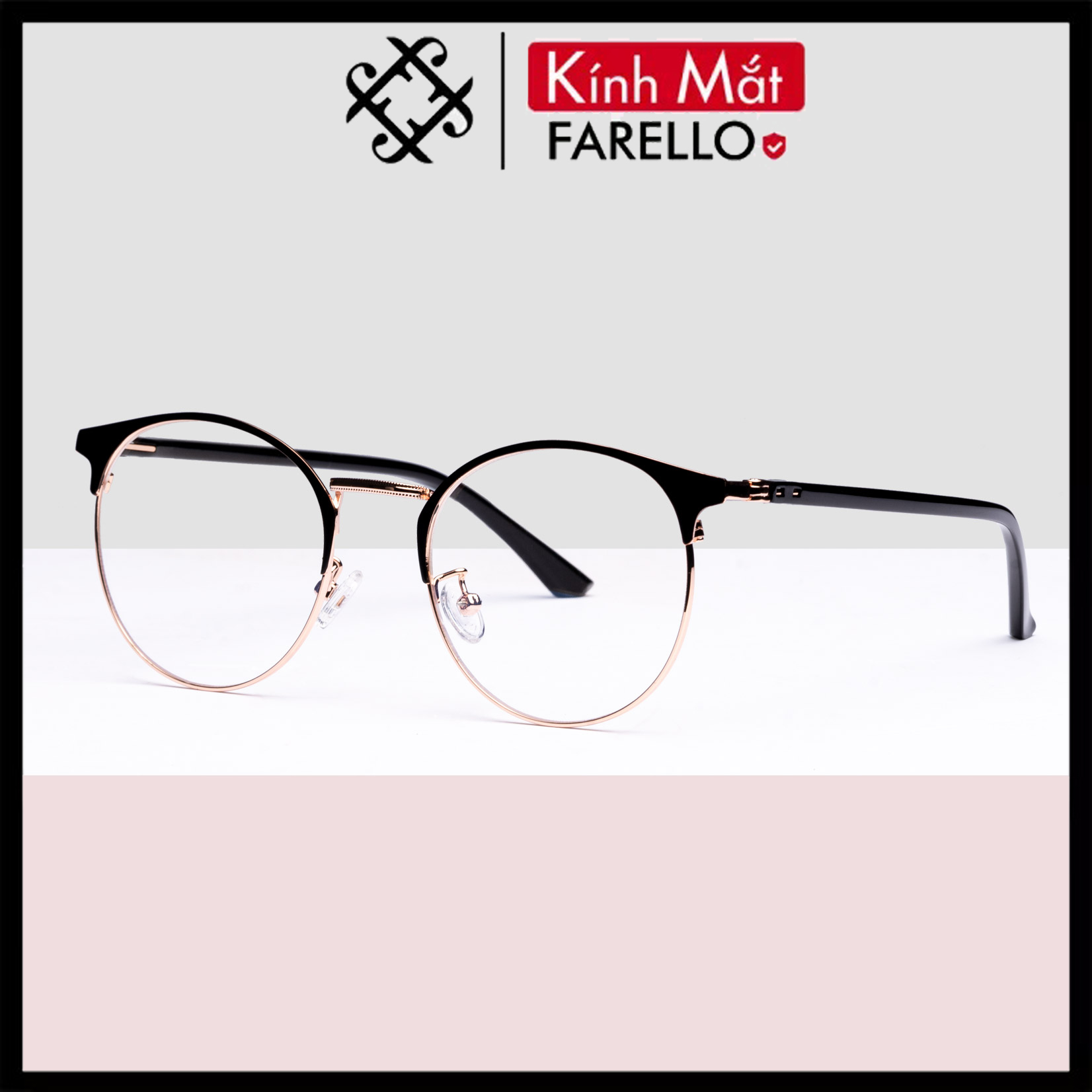Gọng kính cận FARELLO chất liệu kim loại phụ kiện thời trang nam nữ 90347 nhiều màu