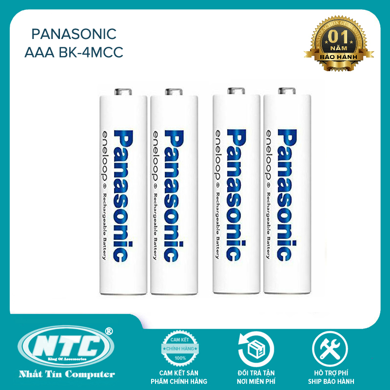 Combo 4 pin sạc AAA Panasonic 750mAh BK-4MCC loại rời - tiếng Nhật (Trắng) - Nhất Tín Computer