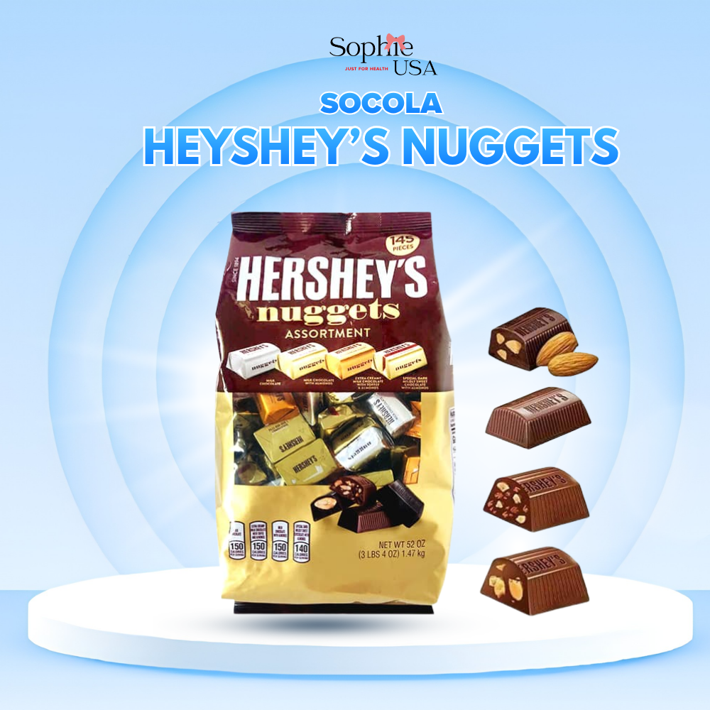 (HÀNG MỸ) KẸO SOCOLA HEYSHEY'S NUGGET 145 VIÊN 1.47KG - 4 VỊ